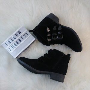 #654 Women's Rampage Suede Buckle Ankle Booties